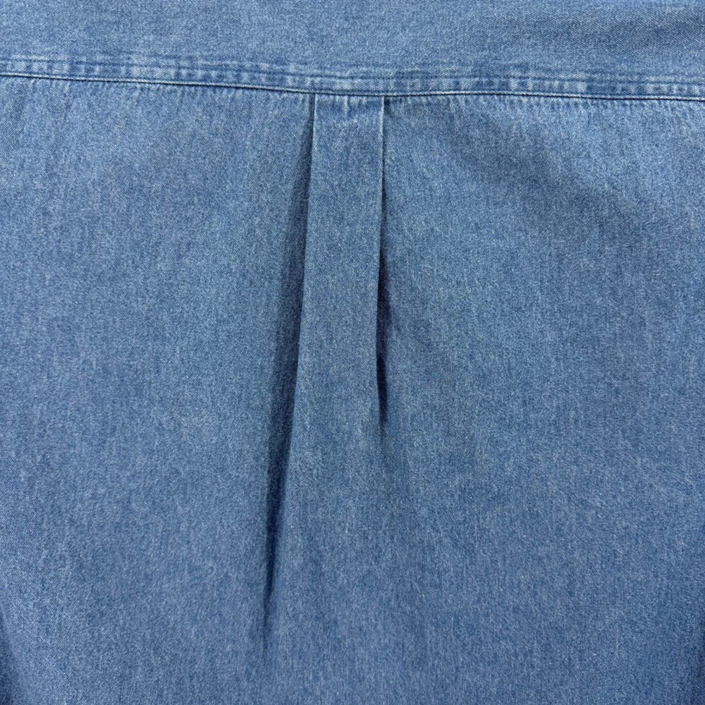 Croft & Barrow Denim Shirt Mens XL Blue Button Down Vintage 90s Long Sleeve - Picture 6 of 12